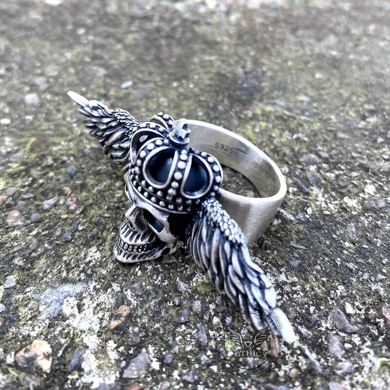 Flying Skull Sterling Silver Biker Ring sold by GTHIC product image thumbnail 4