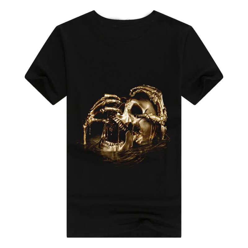 Punk Golden Skull Cotton T-shirt sold by GTHIC