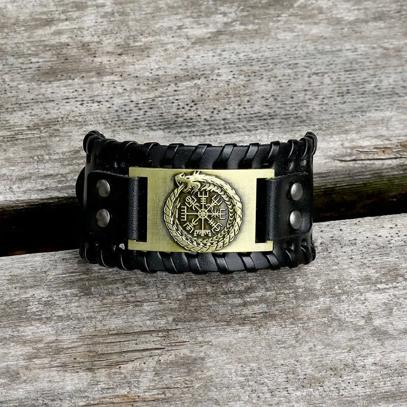 Ouroboros Vegvisir Wristband Leather Bracelet sold by GTHIC product image thumbnail 3