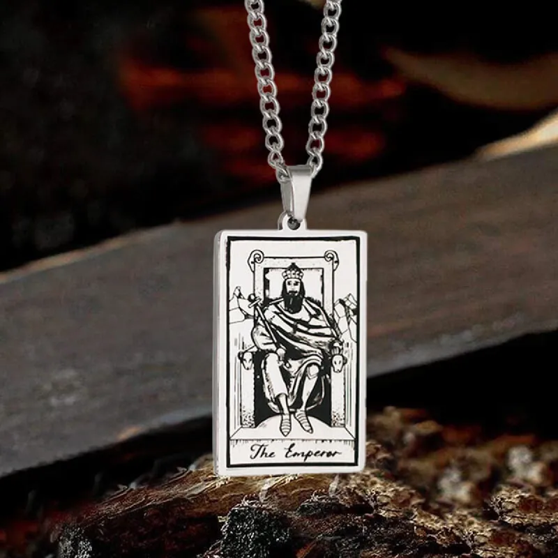 The Emperor Tarot Card Stainless Steel Necklace sold by GTHIC