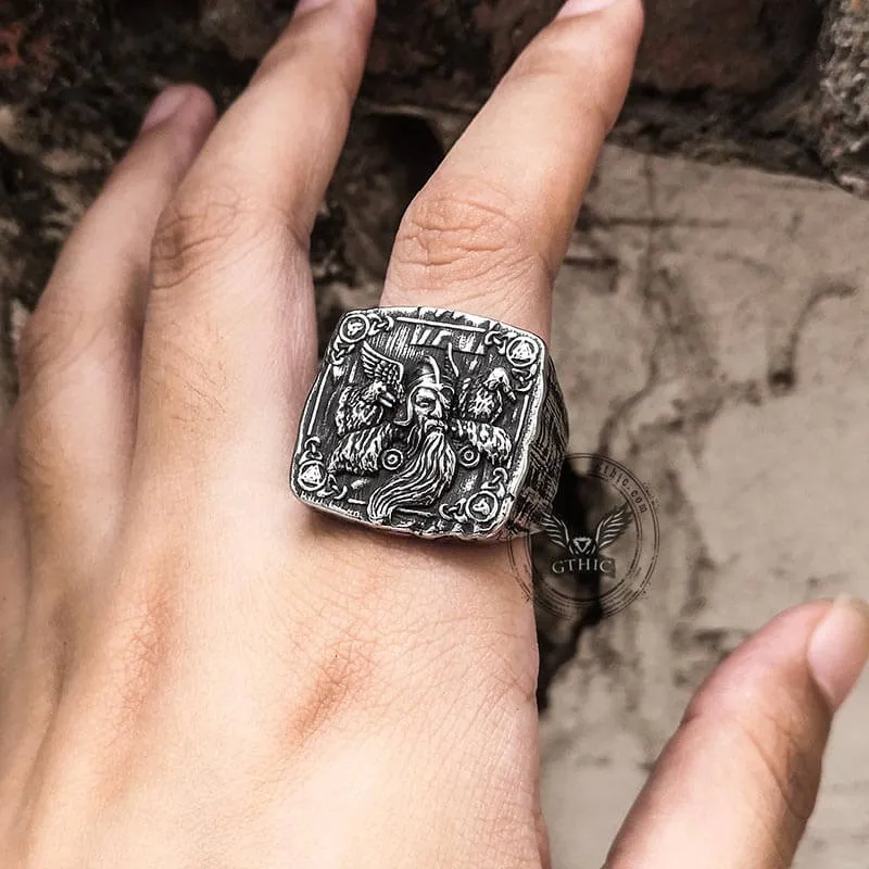 Odin Huginn And Muninn Stainless Steel Viking Ring sold by GTHIC product image thumbnail 2