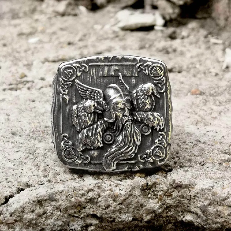 Odin Huginn And Muninn Stainless Steel Viking Ring sold by GTHIC