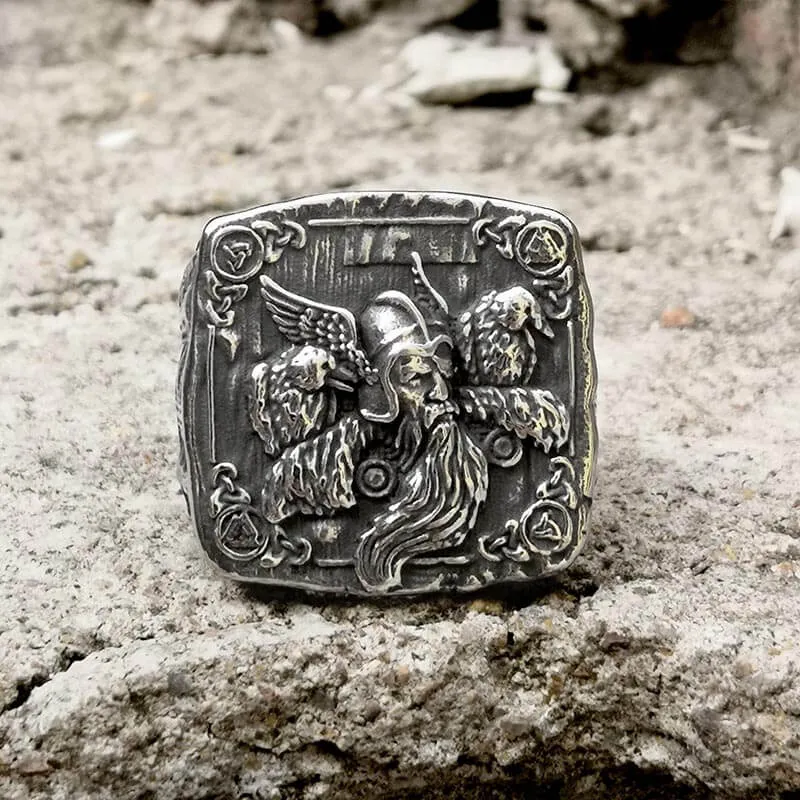 Odin Huginn And Muninn Stainless Steel Viking Ring sold by GTHIC