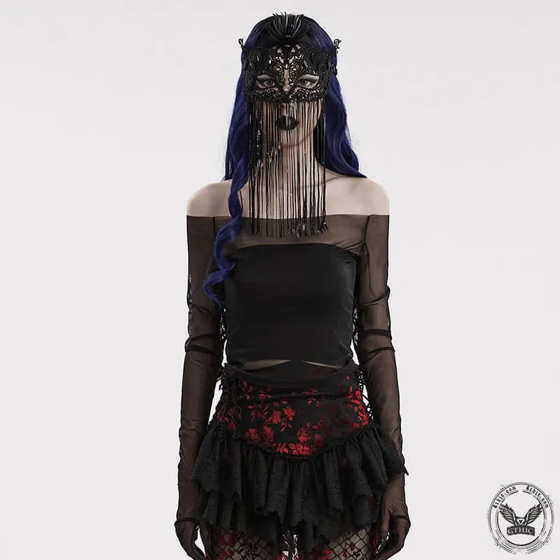 Sequin Tassels Mysterious Gothic Half Facemask sold by GTHIC product image thumbnail 3