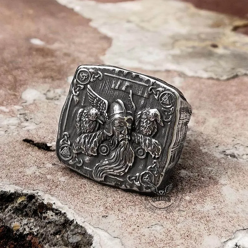 Odin Huginn And Muninn Stainless Steel Viking Ring sold by GTHIC product image thumbnail 3