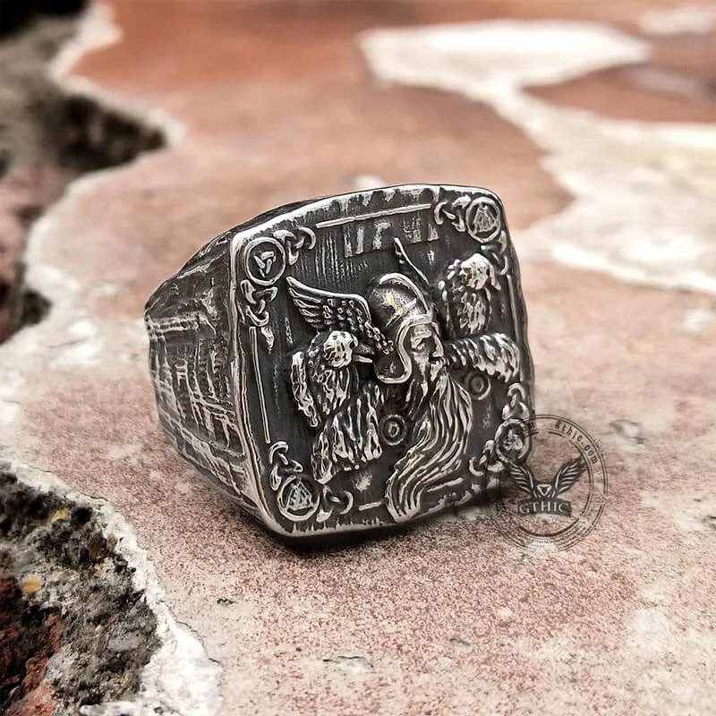 Odin Huginn And Muninn Stainless Steel Viking Ring sold by GTHIC product image thumbnail 5