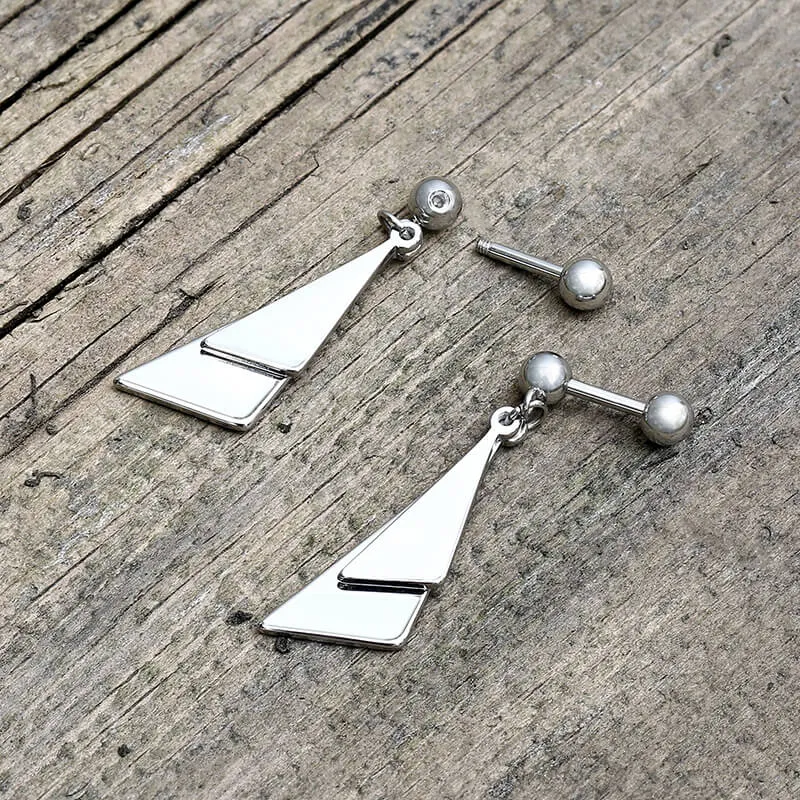 Simple Double Triangle Stainless Steel Stud Earrings sold by GTHIC product image thumbnail 4