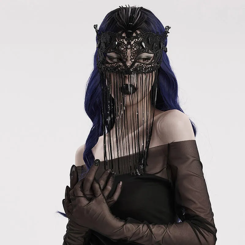 Sequin Tassels Mysterious Gothic Half Facemask sold by GTHIC