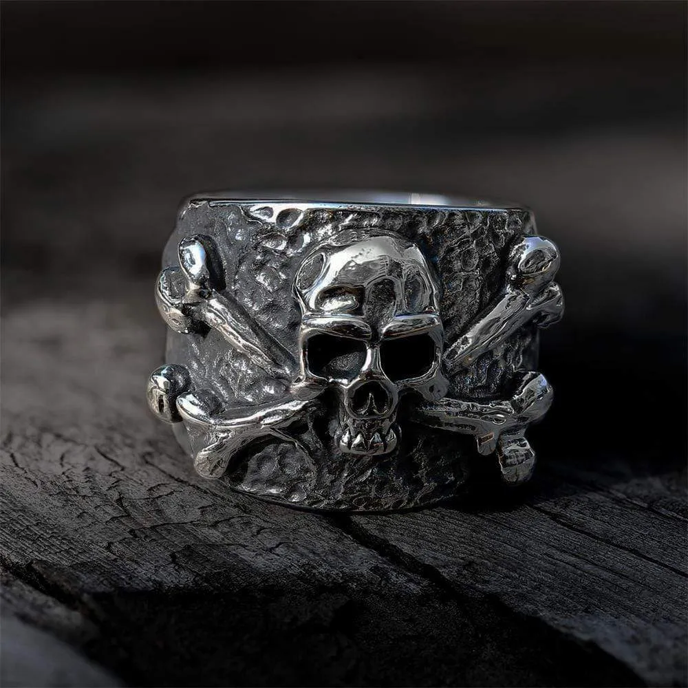 Crossbones Pirate Stainless Steel Skull Ring sold by GTHIC