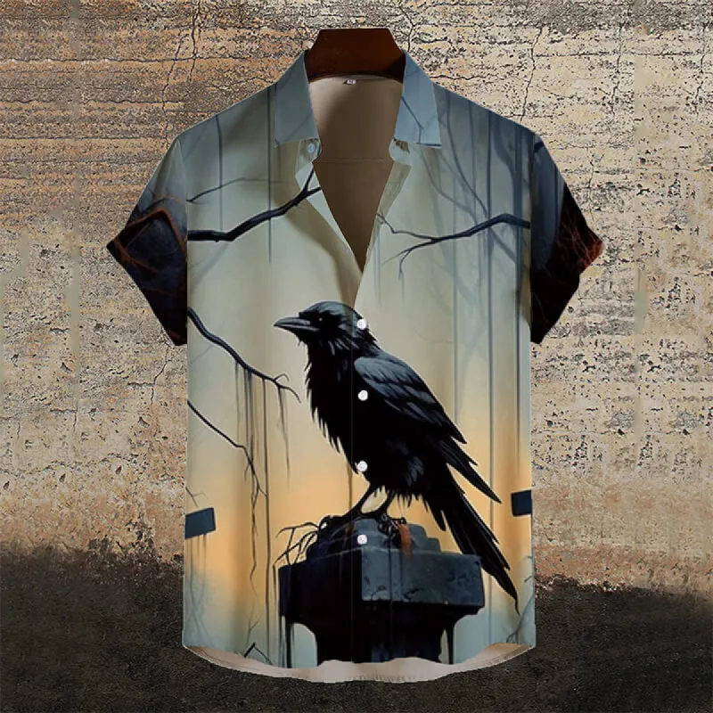 Gothic Raven Cross Short Sleeve Shirt sold by GTHIC