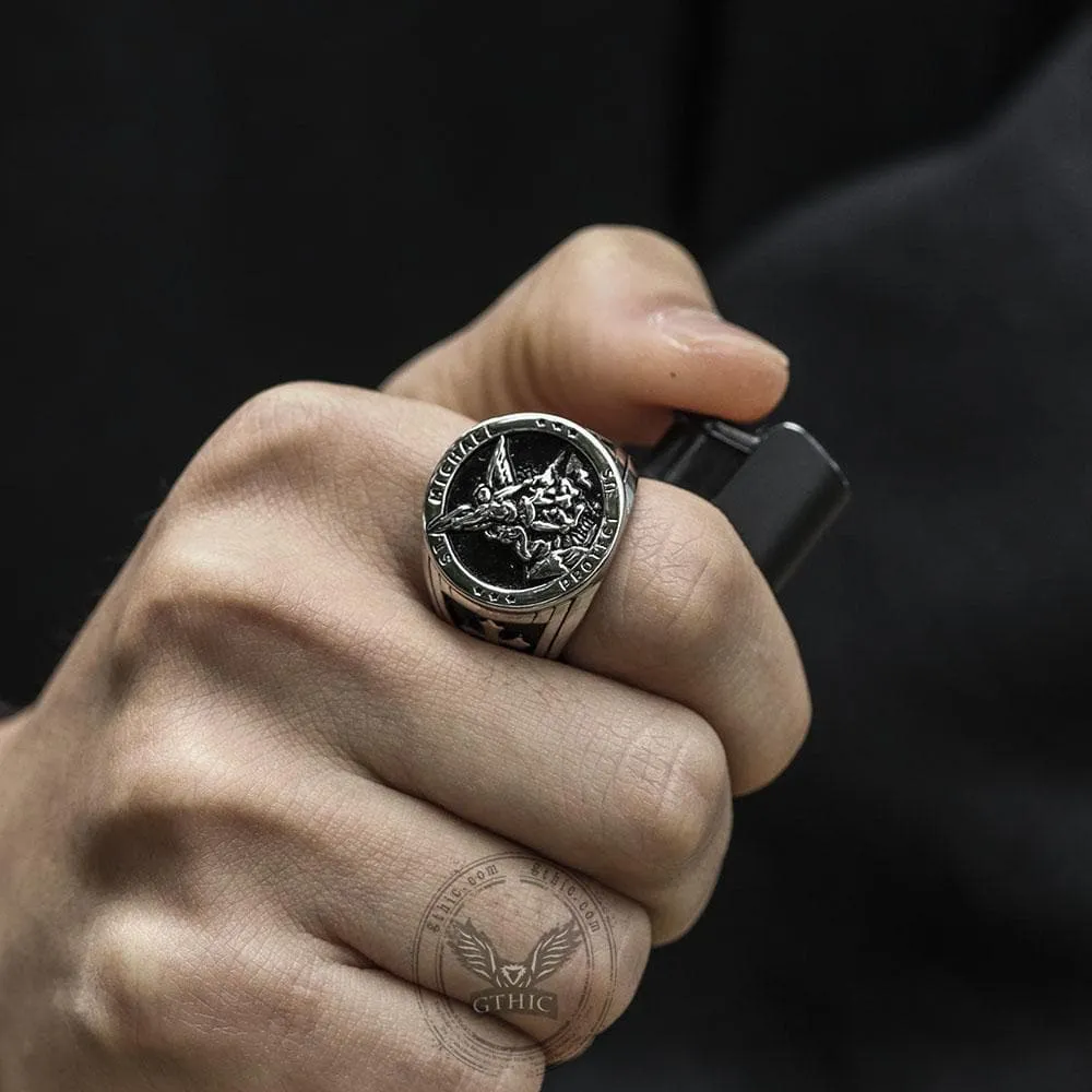 Archangel Saint Michael Stainless Steel Ring sold by GTHIC product image thumbnail 2