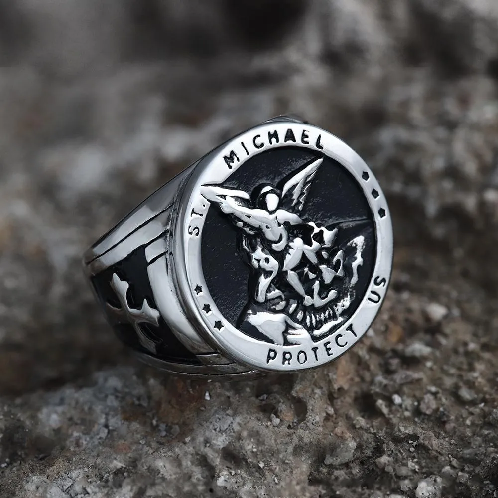 Archangel Saint Michael Stainless Steel Ring sold by GTHIC product image thumbnail 4
