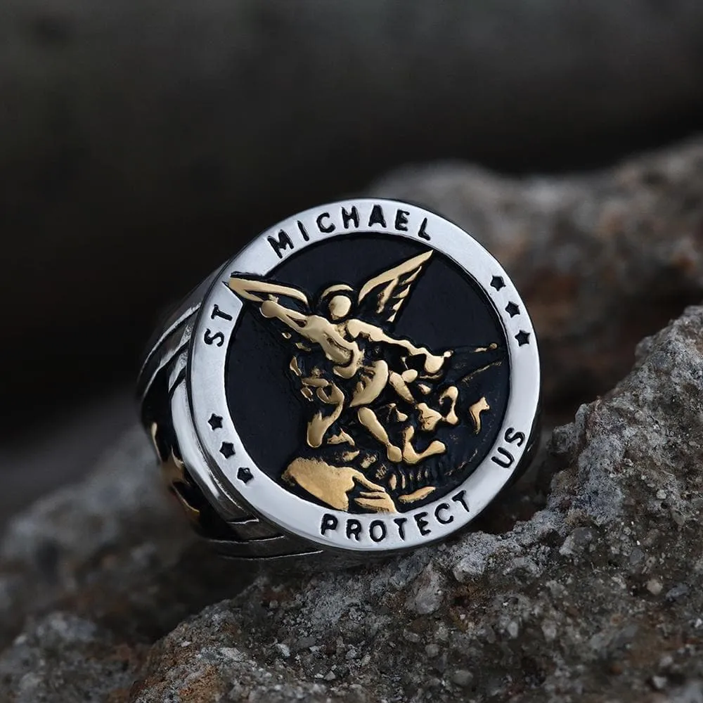 Archangel Saint Michael Stainless Steel Ring sold by GTHIC