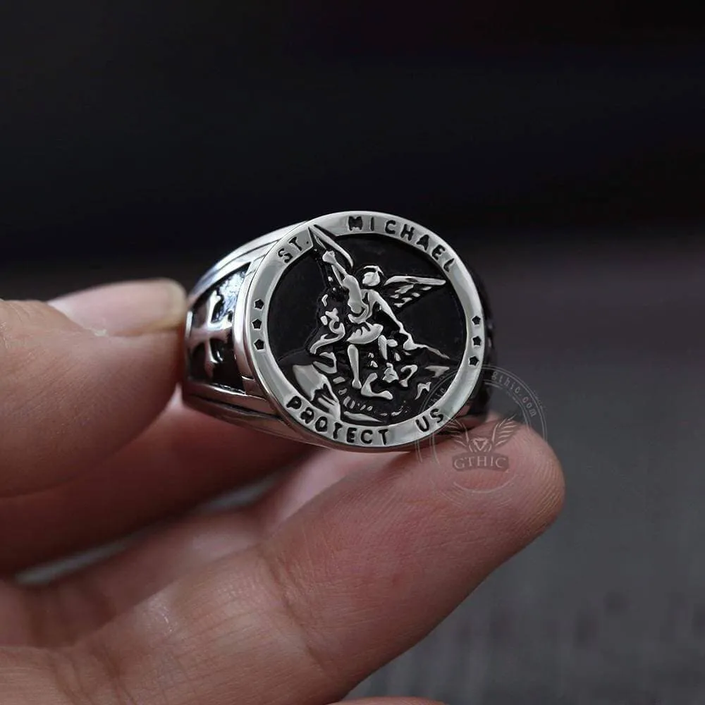 Archangel Saint Michael Stainless Steel Ring sold by GTHIC product image thumbnail 3