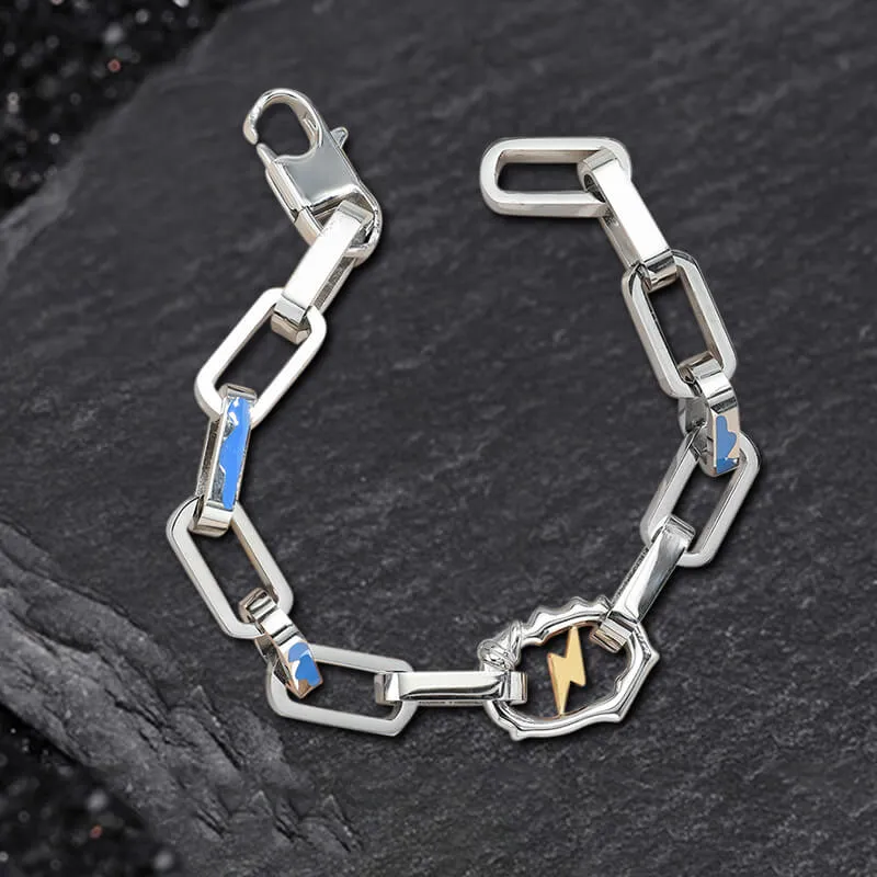 Simple Lightning Bolt Loop Chain Stainless Steel Bracelet sold by GTHIC
