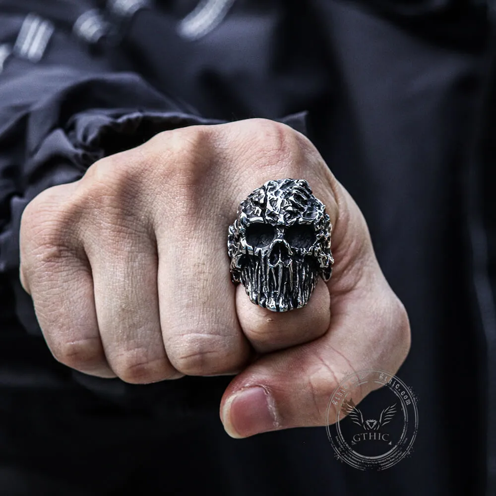 Scar Crack Stainless Steel Skull Ring sold by GTHIC product image thumbnail 2