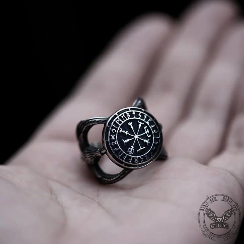 Vegvisir Raven Runes Stainless Steel Viking Ring sold by GTHIC product image thumbnail 4