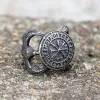 Vegvisir Raven Runes Stainless Steel Viking Ring sold by GTHIC