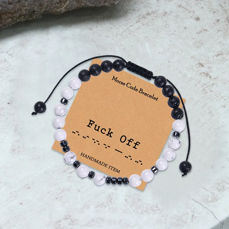 Fuck Off Tiger Eye Morse Code Braided Bracelet sold by GTHIC product image thumbnail 3