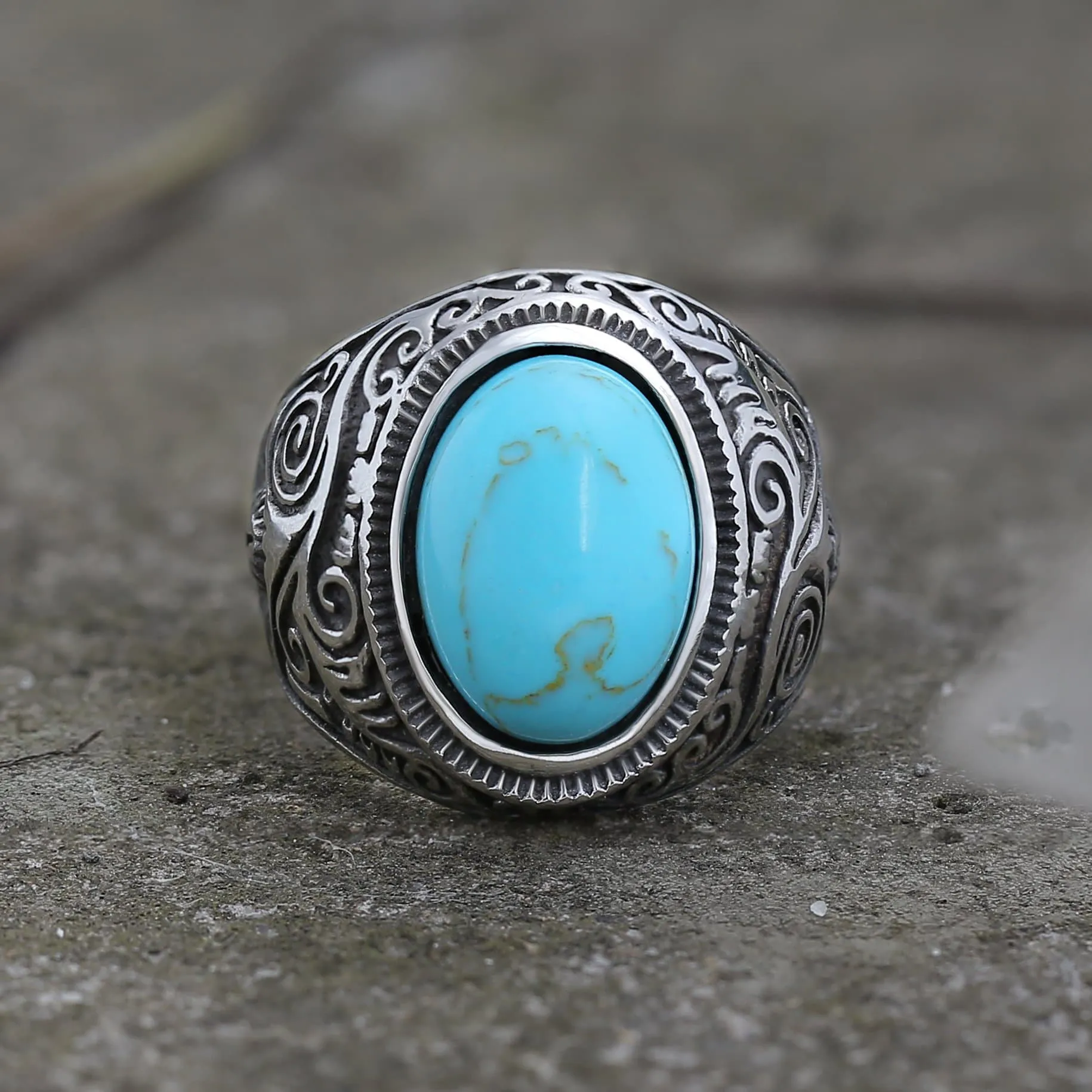 Vintage Pattern Gem Stainless Steel Ring sold by GTHIC product image thumbnail 3