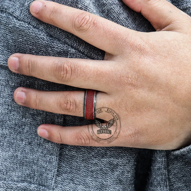 Viking Celtic Knot Runes Wood Stainless Steel Spinner Ring sold by GTHIC product image thumbnail 2