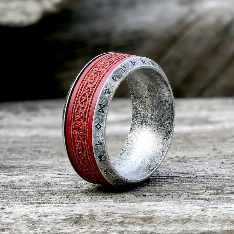 Viking Celtic Knot Runes Wood Stainless Steel Spinner Ring sold by GTHIC