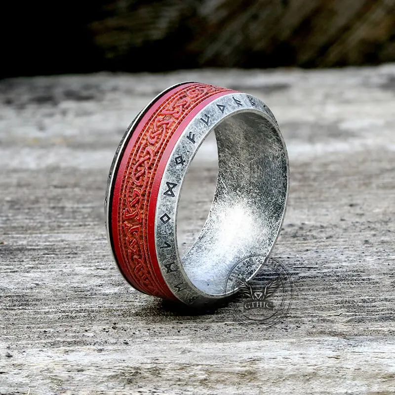 Viking Celtic Knot Runes Wood Stainless Steel Spinner Ring sold by GTHIC product image thumbnail 5