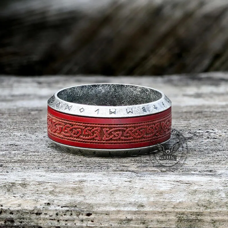 Viking Celtic Knot Runes Wood Stainless Steel Spinner Ring sold by GTHIC product image thumbnail 4