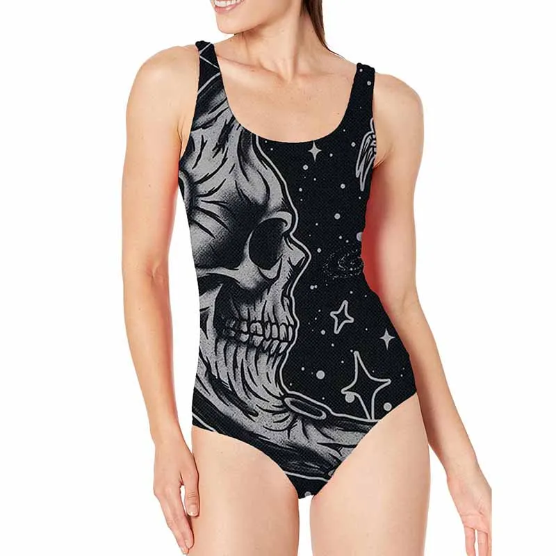 Gothic Skull Moon Women’s One Piece Swimsuit sold by GTHIC