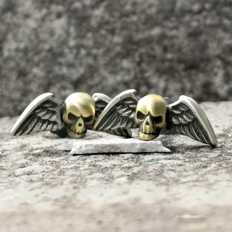 Vintage Skull Wings Sterling Silver Stud Earrings sold by GTHIC