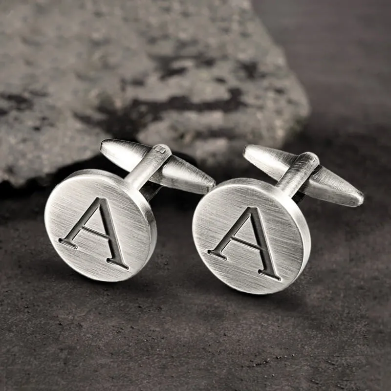 Vintage Letter Copper Round Cufflinks sold by GTHIC