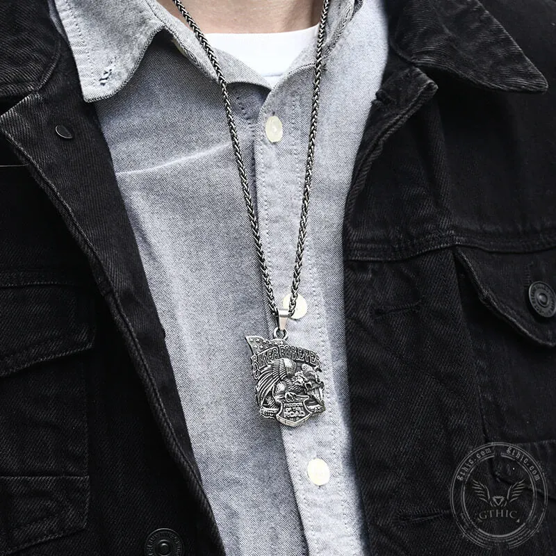 Eagle Shield Biker Forever Stainless Steel Pendant sold by GTHIC product image thumbnail 2