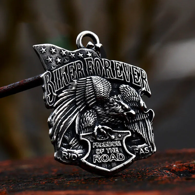 Eagle Shield Biker Forever Stainless Steel Pendant sold by GTHIC