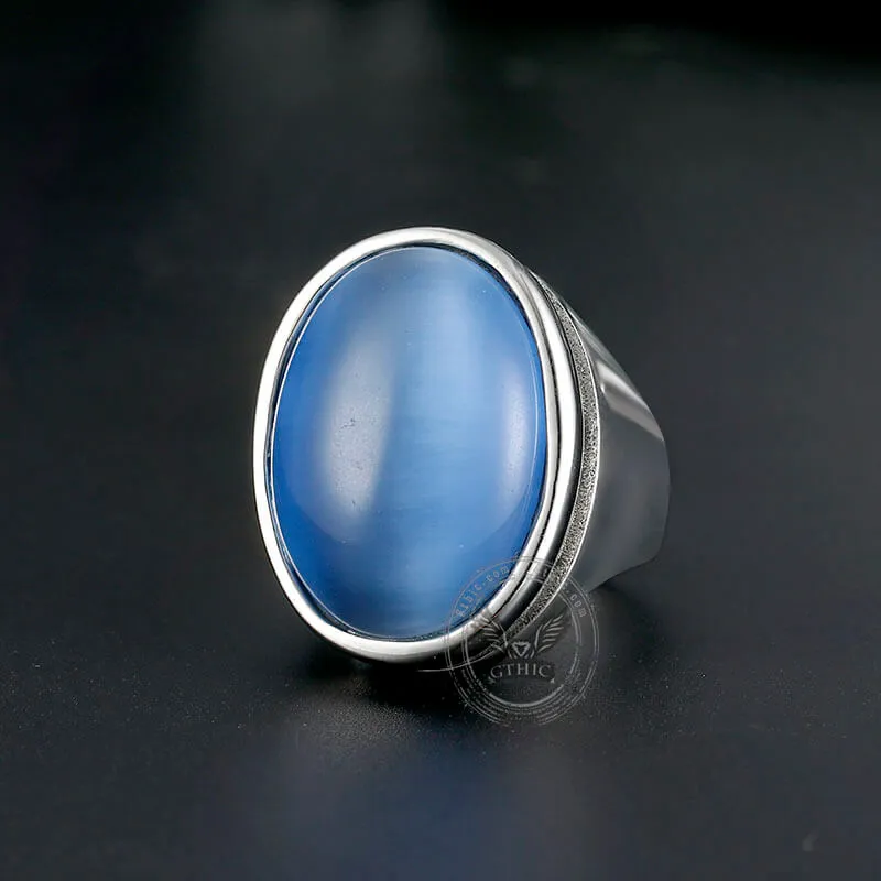 Blue Opal Stainless Steel Gemstone Ring sold by GTHIC product image thumbnail 4
