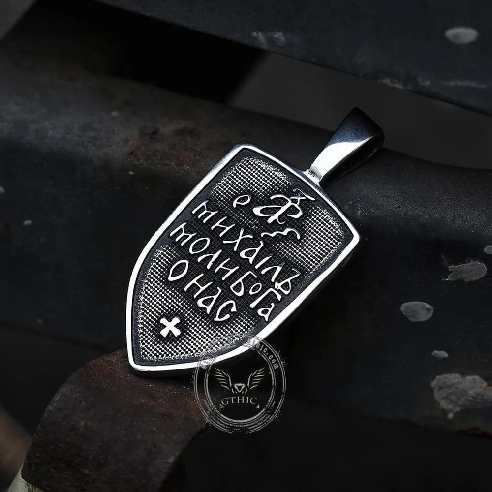 Archangel Saint Michael Shield Stainless Steel Pendant sold by GTHIC product image thumbnail 4