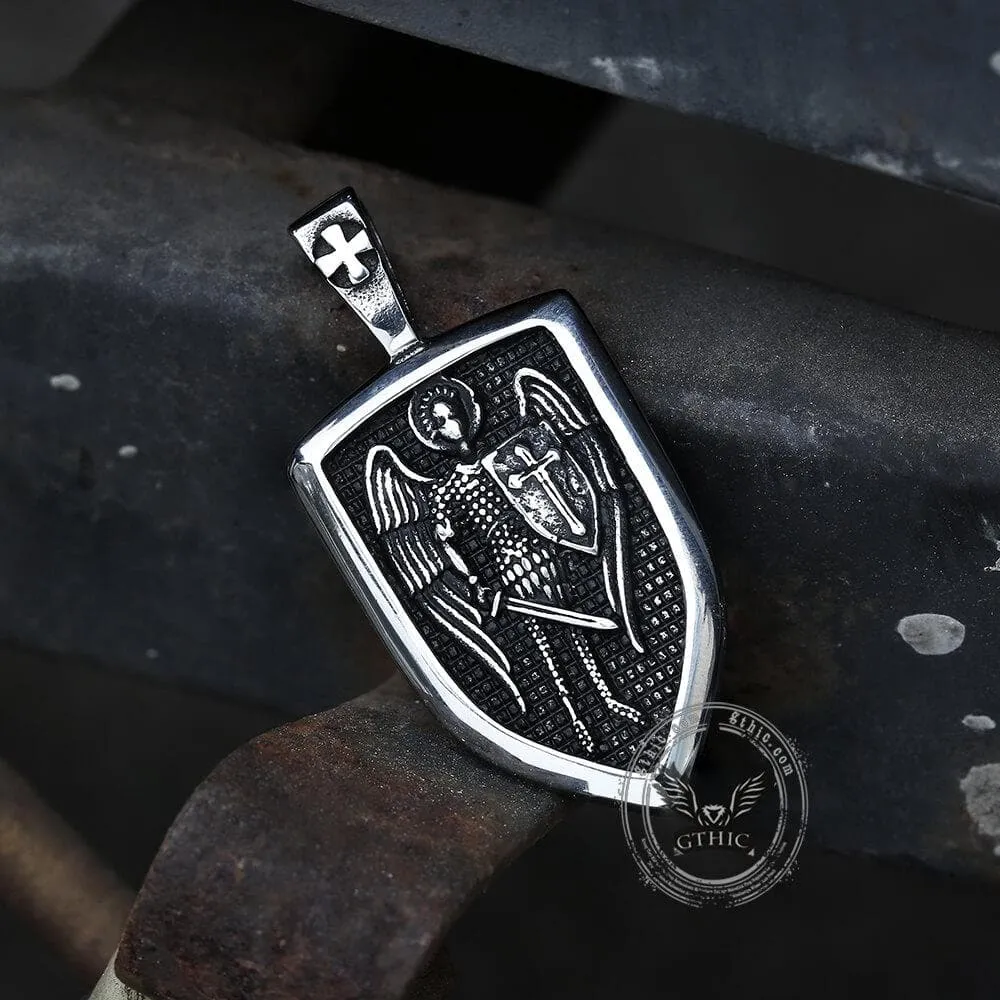 Archangel Saint Michael Shield Stainless Steel Pendant sold by GTHIC product image thumbnail 3