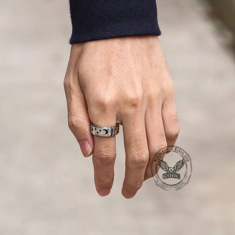 Moon Star Sun Stainless Steel Spinner Ring sold by GTHIC product image thumbnail 5