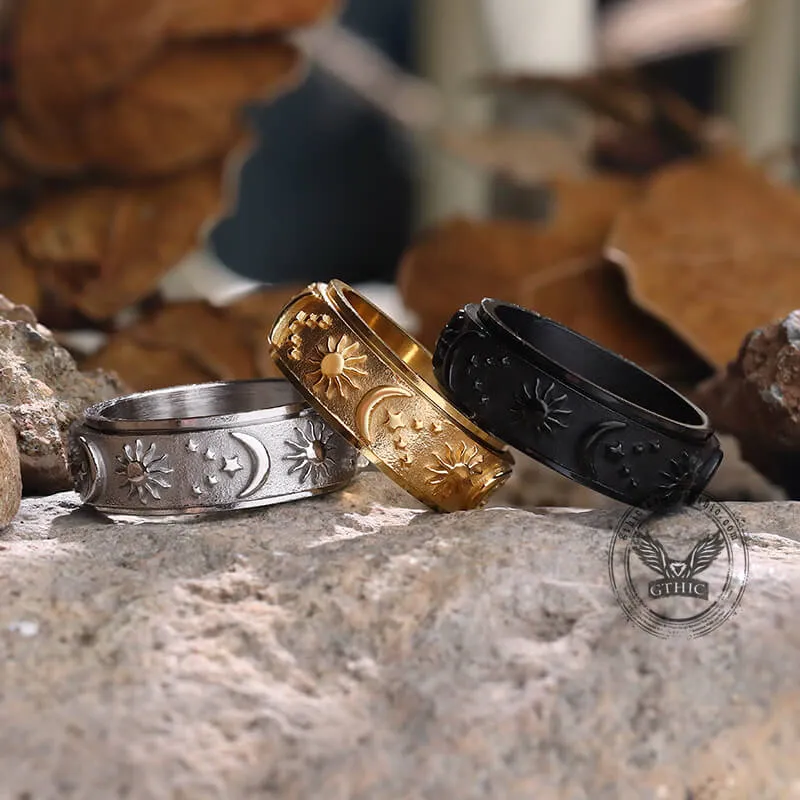 Moon Star Sun Stainless Steel Spinner Ring sold by GTHIC product image thumbnail 3