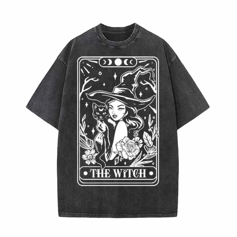 The Witch Tarot Card Vintage Washed T-shirt Vest Top sold by GTHIC