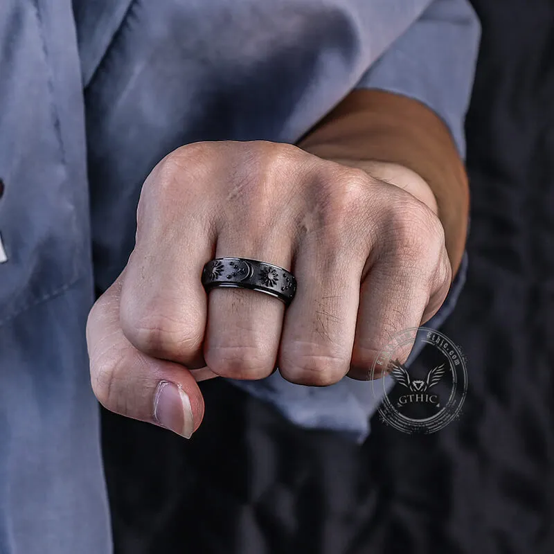 Moon Star Sun Stainless Steel Spinner Ring sold by GTHIC product image thumbnail 4