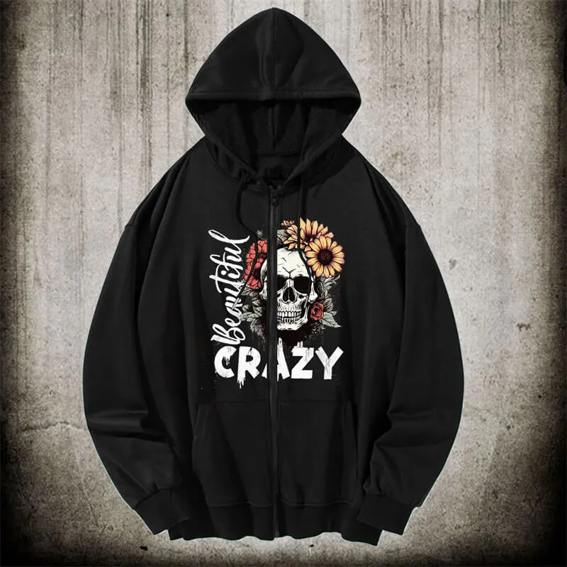 Crazy Flower Sugar Skull Hoodie Coat sold by GTHIC