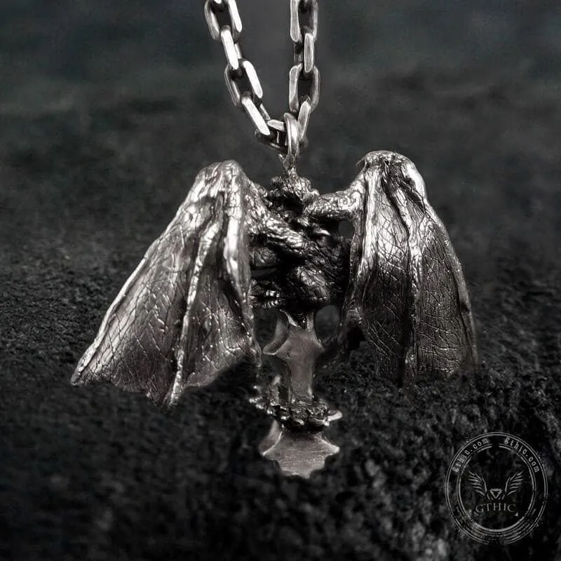Devil Dragon Skull Sterling Silver Pendant sold by GTHIC product image thumbnail 3
