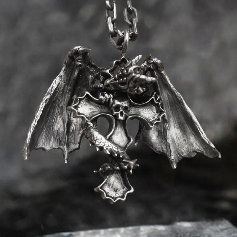 Devil Dragon Skull Sterling Silver Pendant sold by GTHIC