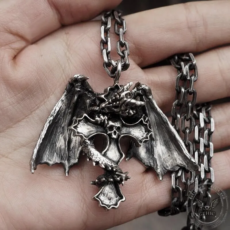 Devil Dragon Skull Sterling Silver Pendant sold by GTHIC product image thumbnail 4