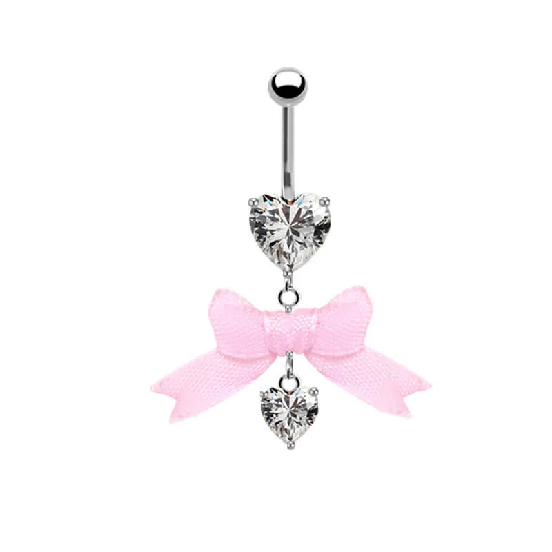 Pink Bow Heart-shaped Alloy Belly Ring sold by GTHIC product image thumbnail 3