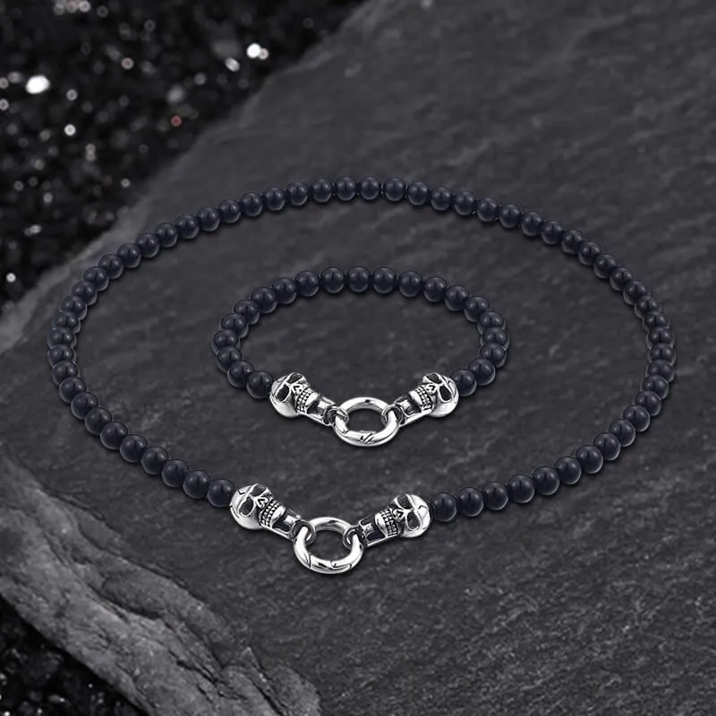 Skull Round Bead Stainless Steel Jewelry Set sold by GTHIC