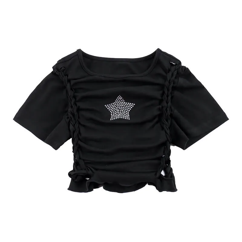 Black Diamond Star Side Cutout T-Shirt sold by GTHIC product image thumbnail 5