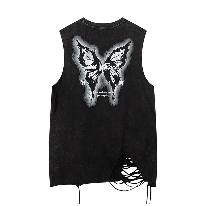 Vintage Washed Butterfly Printed Sleeveless Vest sold by GTHIC product image thumbnail 2