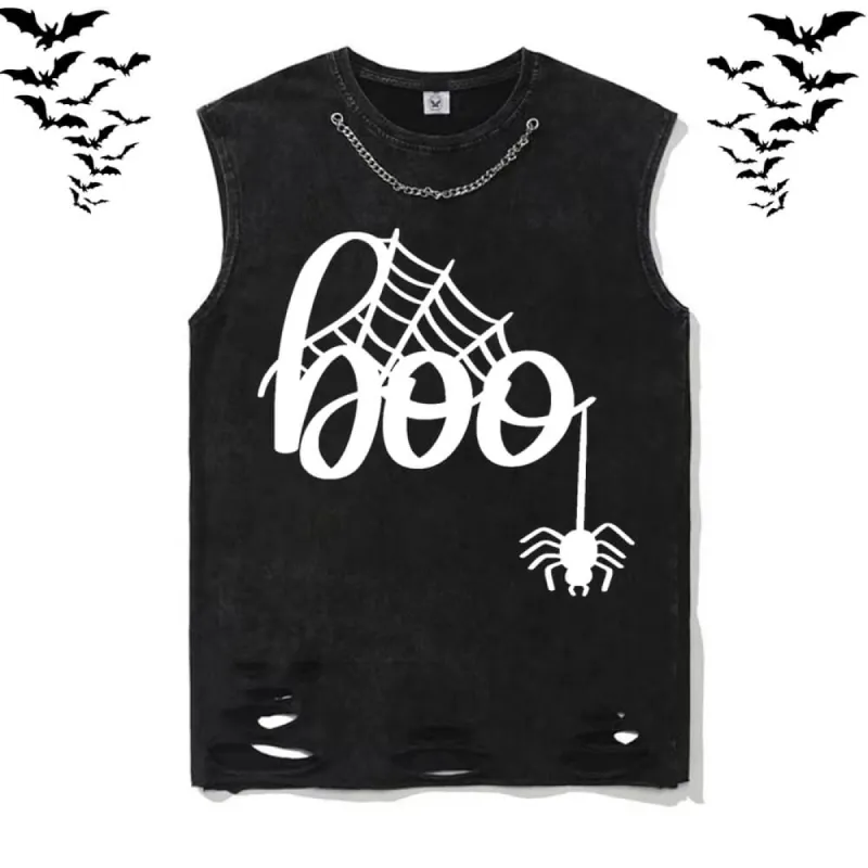 Spider Web Boo Vintage Washed Cotton Vest Top sold by GTHIC