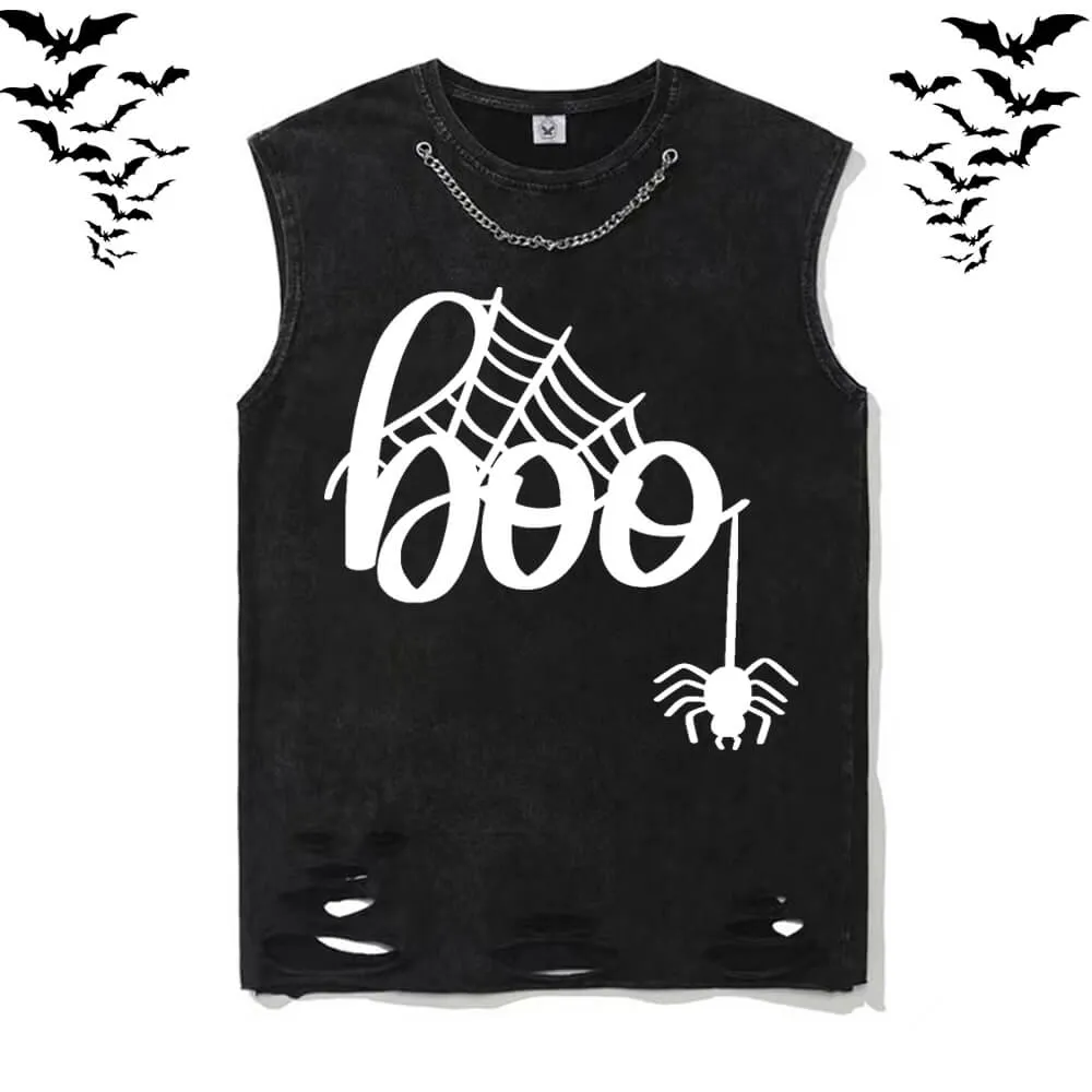 Spider Web Boo Vintage Washed Cotton Vest Top sold by GTHIC